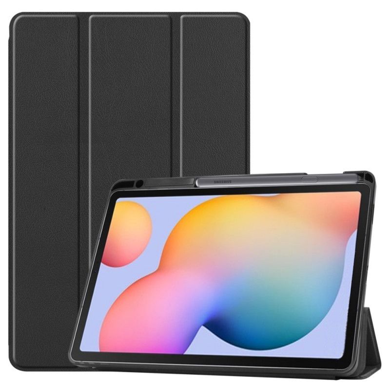 Smartcase Samsung Galaxy Tab S6 Lite Grijs Zwart Potloodhouder Met Drie Vouwen