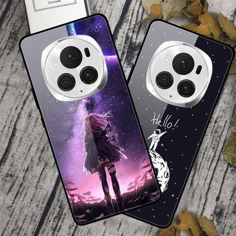 Case Hoesje Honor Magic 6 Pro Telefoonhoesje Planeten Van Gehard Glas