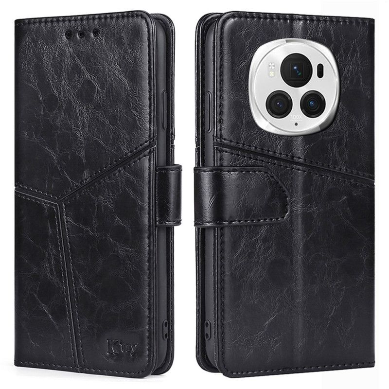 Leren Hoesje Honor Magic 6 Pro Vintage Geometrisch Patroon Bescherming Hoesje