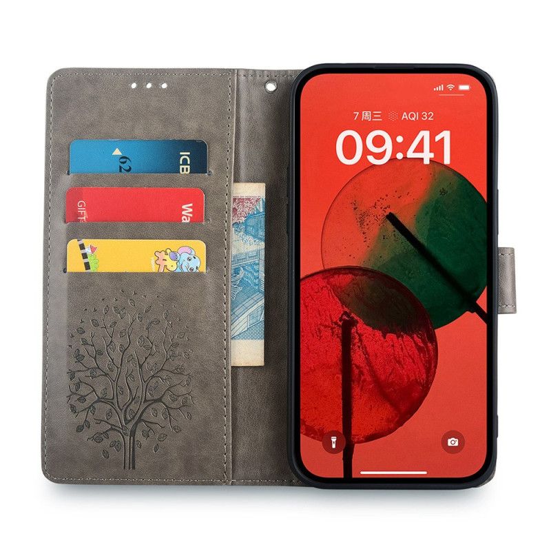 Leren Hoesje Voor Honor Magic 6 Pro Patroon Van Herten En Bomen