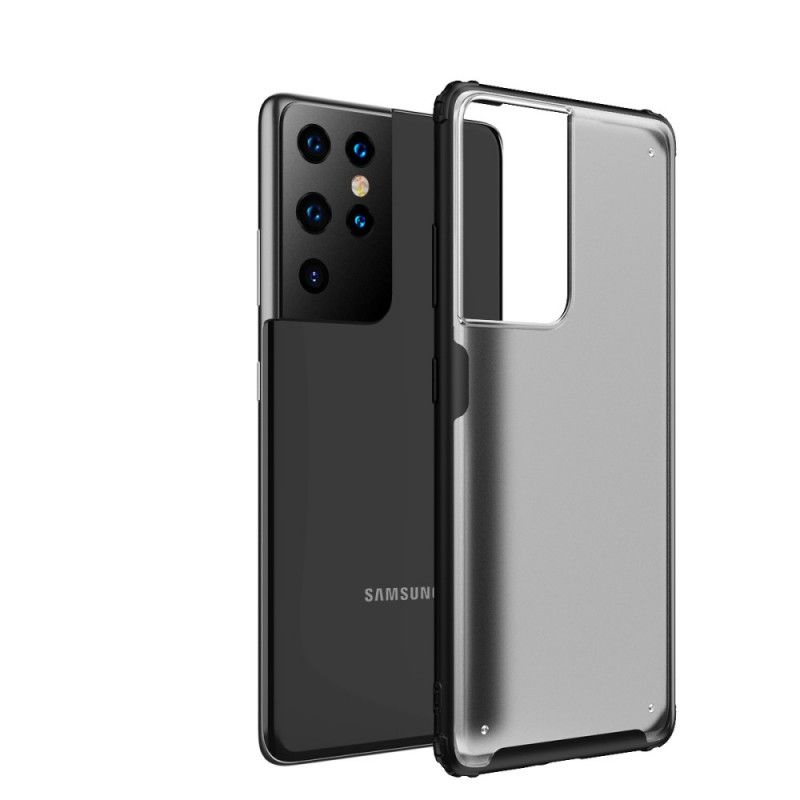 Case Hoesje Samsung Galaxy S21 Ultra 5G Rood Zwart Telefoonhoesje Frosted Hybride