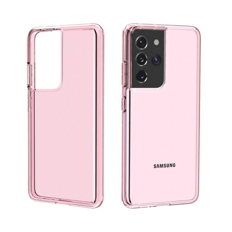 Case Hoesje Samsung Galaxy S21 Ultra 5G Roze Grijs Telefoonhoesje Transparant Gekleurd