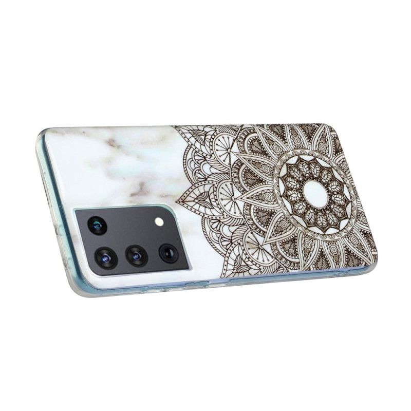 Case Hoesje Samsung Galaxy S21 Ultra 5G Telefoonhoesje Gemarmerde Mandala