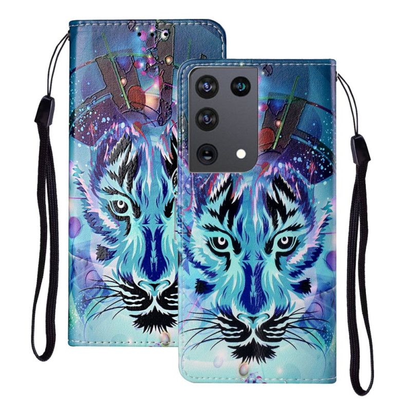 Cover Folio-hoesje Samsung Galaxy S21 Ultra 5G Telefoonhoesje Koning Tijger