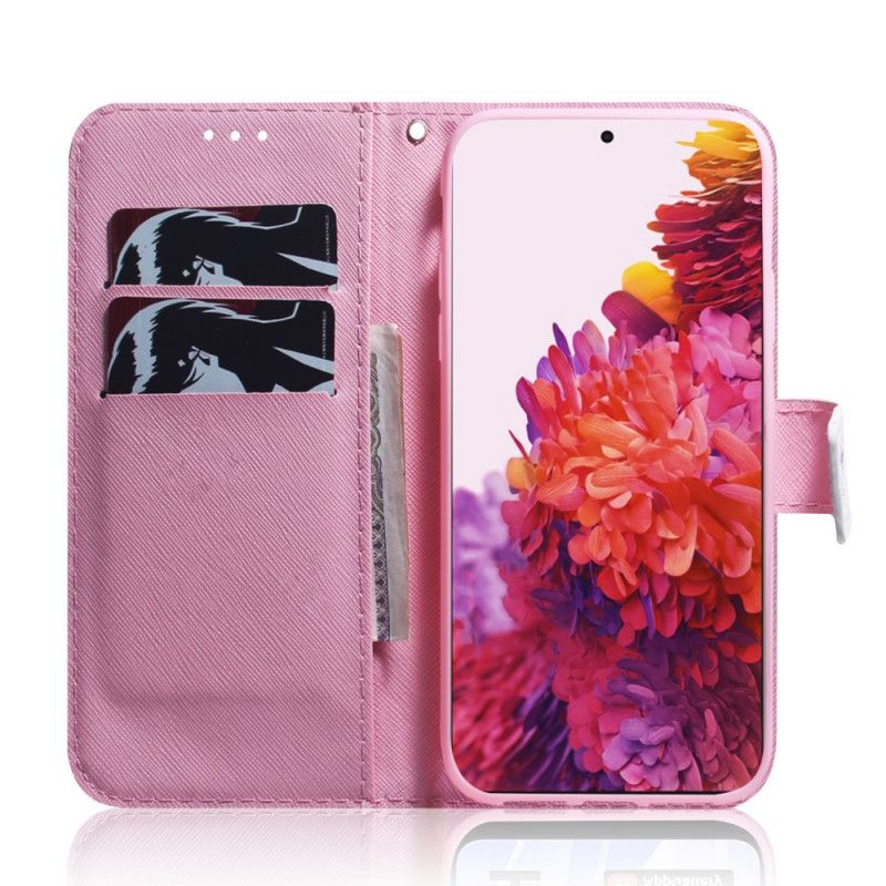 Cover Folio-hoesje Samsung Galaxy S21 Ultra 5G Telefoonhoesje Oud Roze Bloem