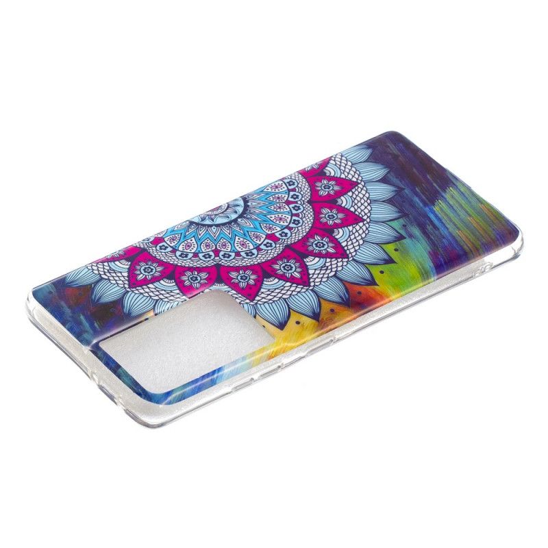 Cover Hoesje Samsung Galaxy S21 Ultra 5G Telefoonhoesje Fluorescerende Mandala