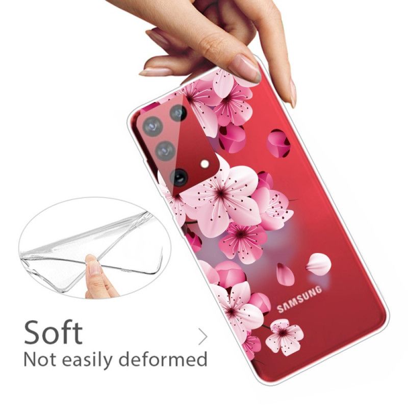 Cover Hoesje Samsung Galaxy S21 Ultra 5G Telefoonhoesje Kleine Roze Bloemen