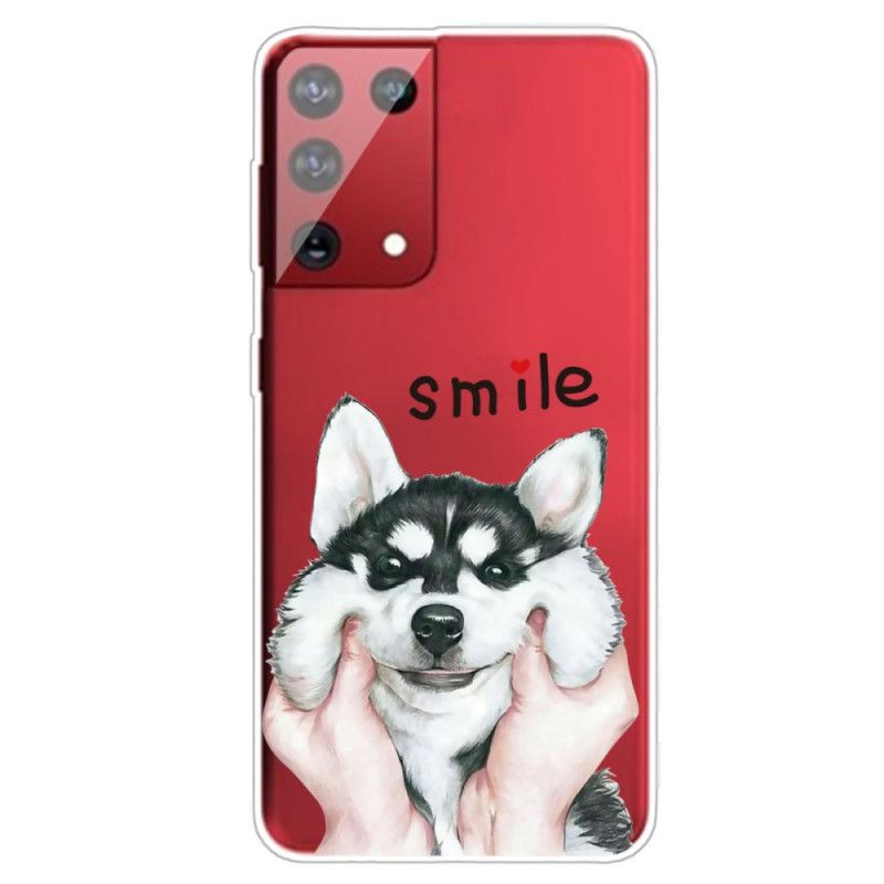 Cover Hoesje Samsung Galaxy S21 Ultra 5G Telefoonhoesje Smile Dog