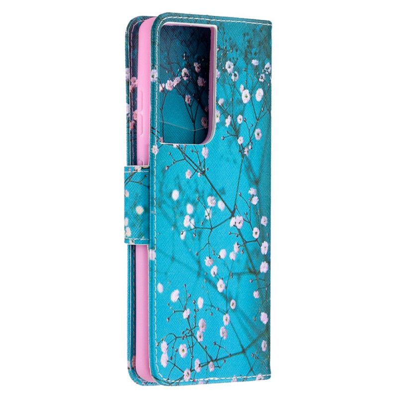 Flip Case Leren Samsung Galaxy S21 Ultra 5G Bloeiende Boom