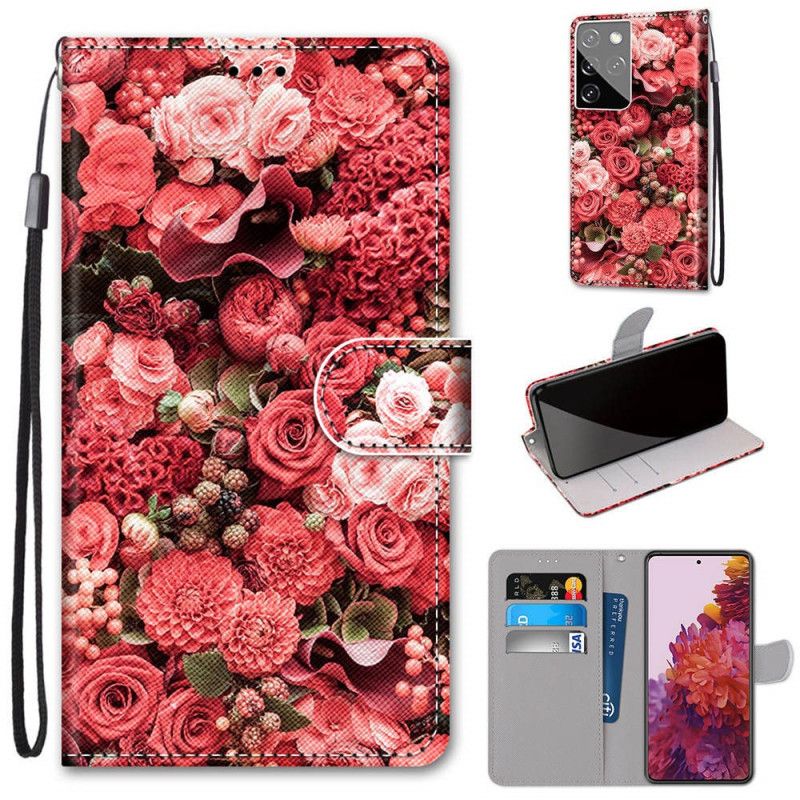 Flip Case Leren Samsung Galaxy S21 Ultra 5G Bloemenromantiek
