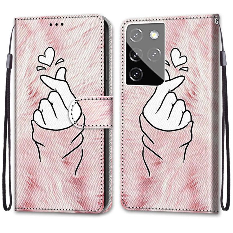 Flip Case Leren Samsung Galaxy S21 Ultra 5G Vingerhart