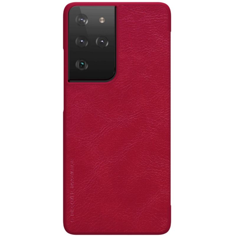 Folio-hoesje voor Samsung Galaxy S21 Ultra 5G Rood Zwart Nillkin Qin-Reeks