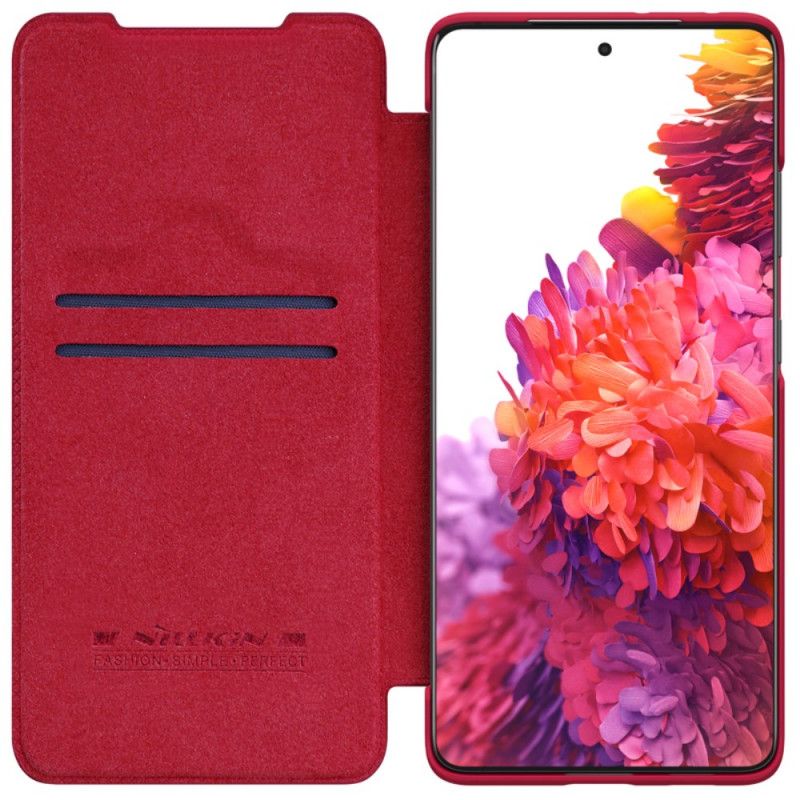 Folio-hoesje voor Samsung Galaxy S21 Ultra 5G Rood Zwart Nillkin Qin-Reeks