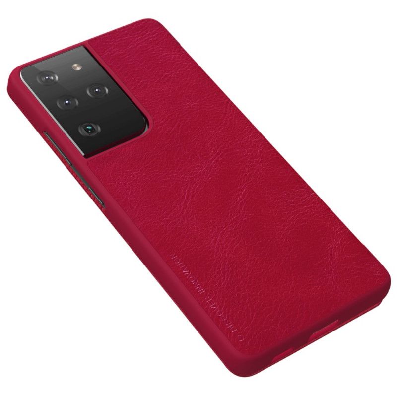 Folio-hoesje voor Samsung Galaxy S21 Ultra 5G Rood Zwart Nillkin Qin-Reeks