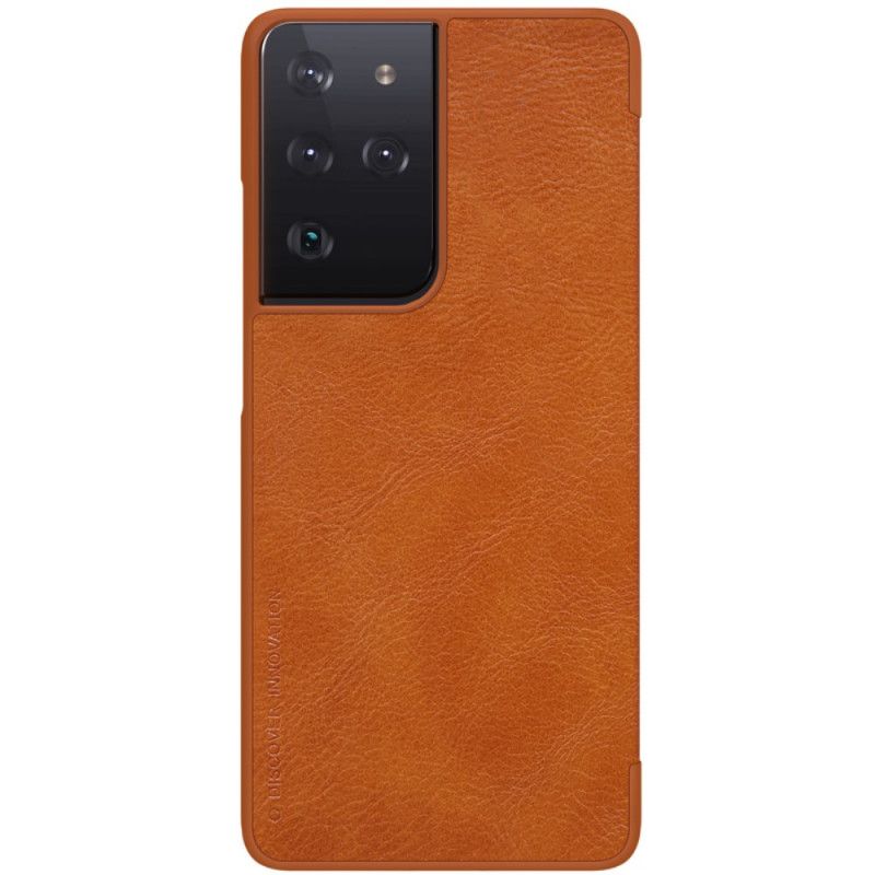 Folio-hoesje voor Samsung Galaxy S21 Ultra 5G Rood Zwart Nillkin Qin-Reeks