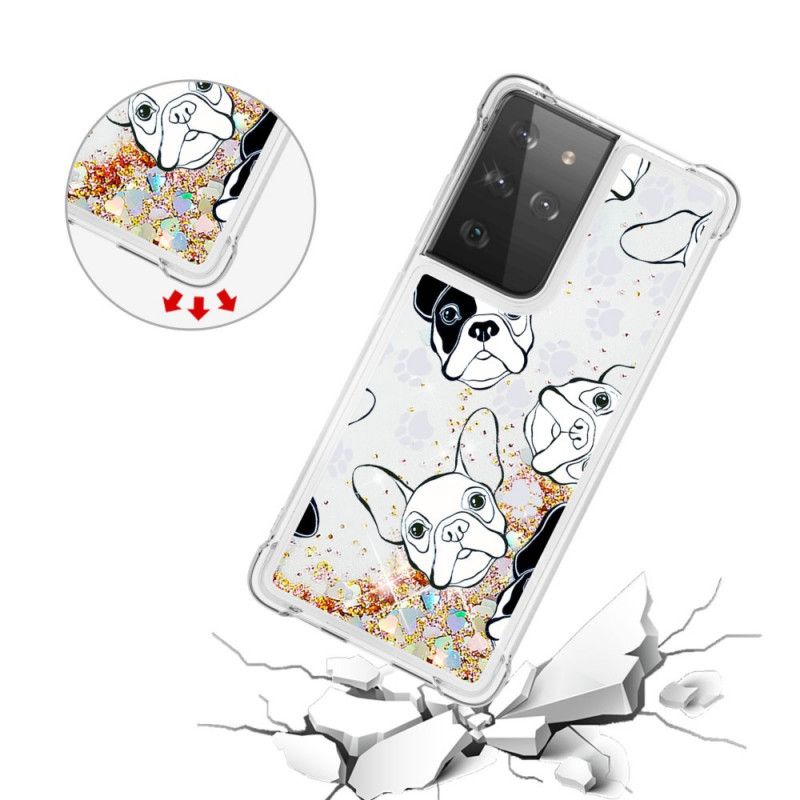 Hoesje Samsung Galaxy S21 Ultra 5G Mr Hond Glitter