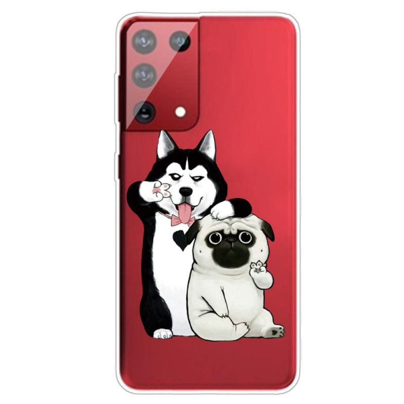 Hoesje Samsung Galaxy S21 Ultra 5G Telefoonhoesje Grappige Honden