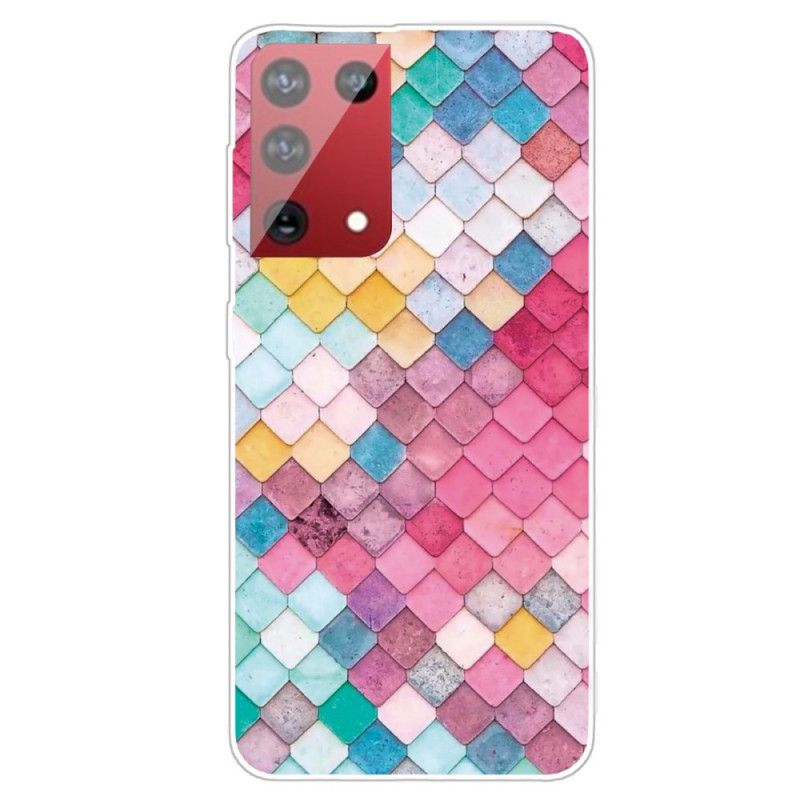 Hoesje voor Samsung Galaxy S21 Ultra 5G Donkerrood Roze Schilderij