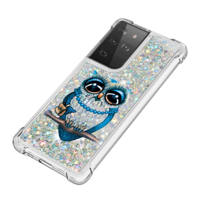 Hoesje voor Samsung Galaxy S21 Ultra 5G Miss Uil Glitter