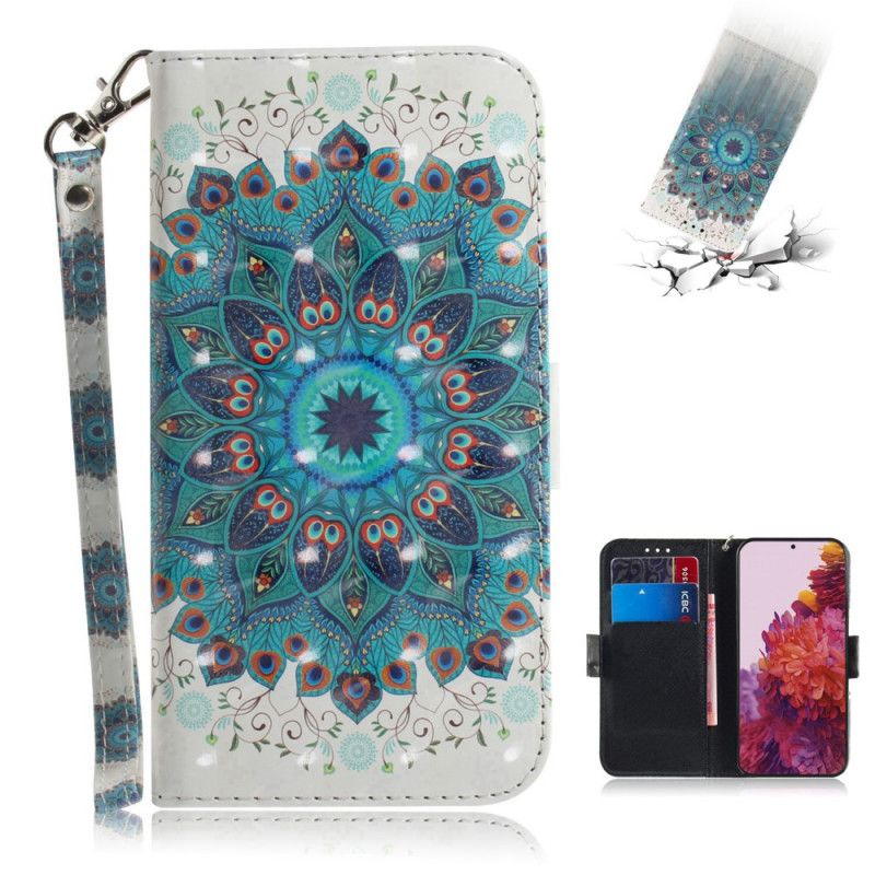 Leren Hoesje Samsung Galaxy S21 Ultra 5G Meesterlijke Mandala Met String