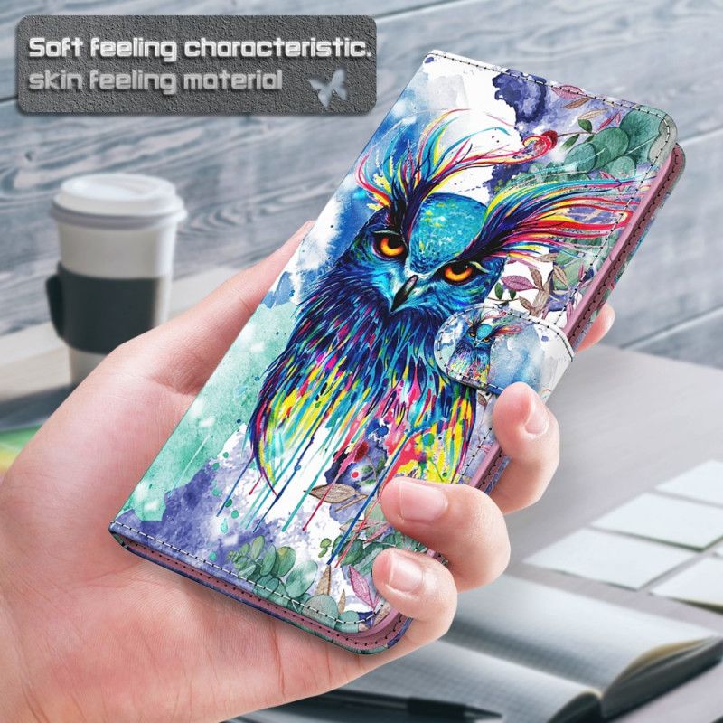 Leren Hoesje voor Samsung Galaxy S21 Ultra 5G Aquarel Vogel