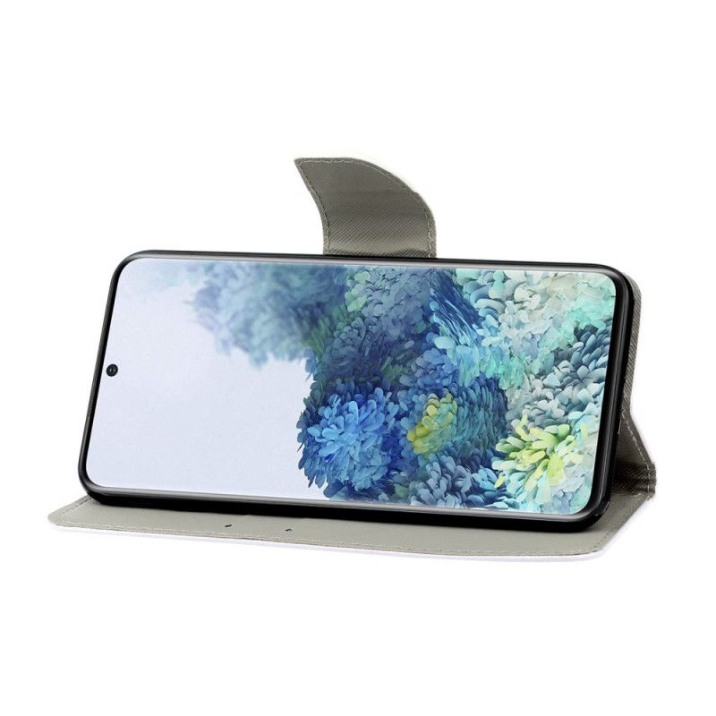 Leren Hoesje voor Samsung Galaxy S21 Ultra 5G Gekleurde Bladeren Met Riem