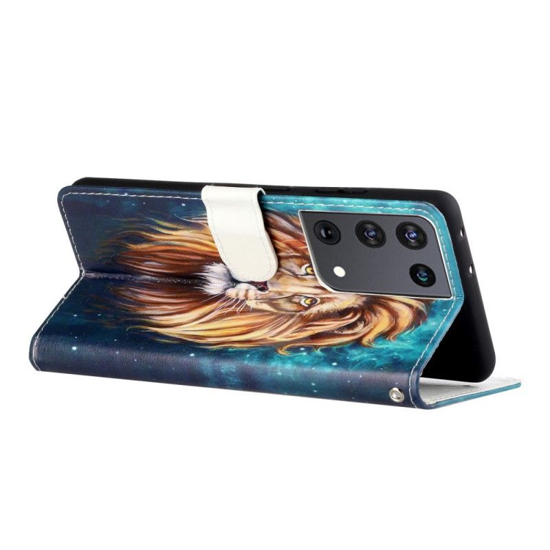 Leren Hoesje voor Samsung Galaxy S21 Ultra 5G Koning Leeuw