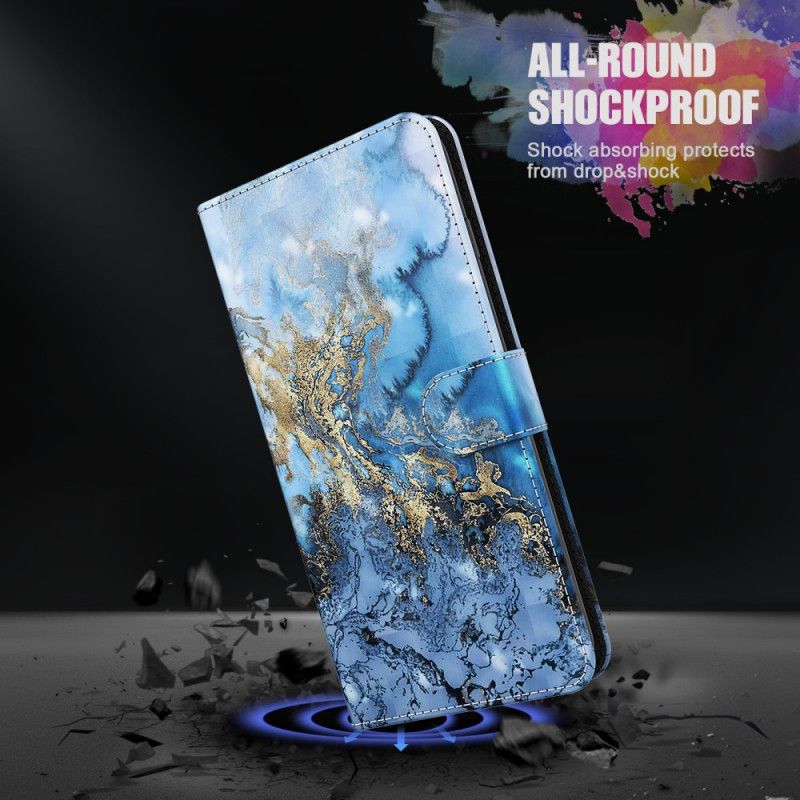 Leren Hoesje voor Samsung Galaxy S21 Ultra 5G Lichtspot Marmer Design Met Strip