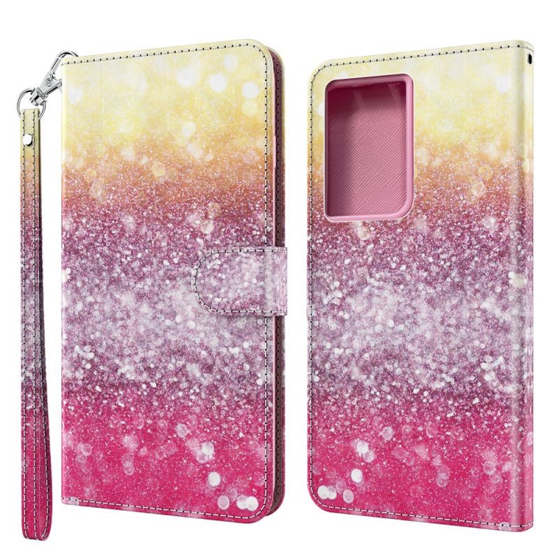 Leren Hoesje voor Samsung Galaxy S21 Ultra 5G Magenta Glitterverloop