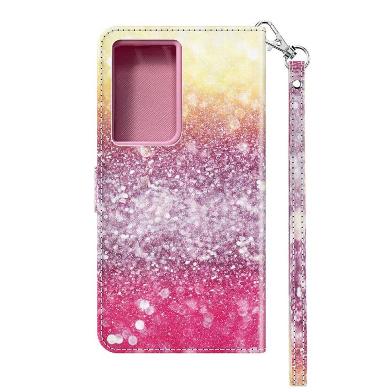 Leren Hoesje voor Samsung Galaxy S21 Ultra 5G Magenta Glitterverloop