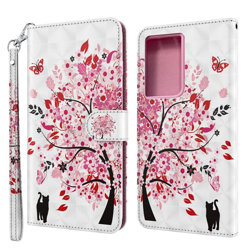 Leren Hoesje voor Samsung Galaxy S21 Ultra 5G Roze Boom