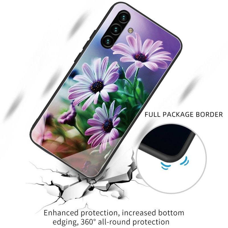 Case Hoesje Samsung Galaxy A13 5g Telefoonhoesje Bloemen Van Gehard Glas