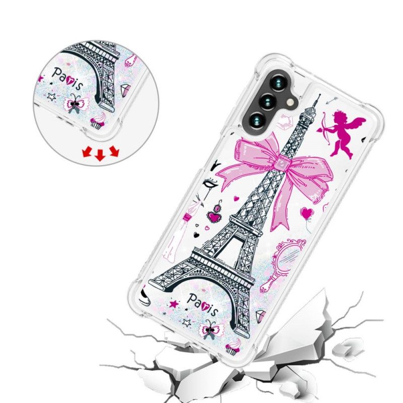 Case Hoesje Samsung Galaxy A13 5g Telefoonhoesje De Eiffeltoren Pailletten