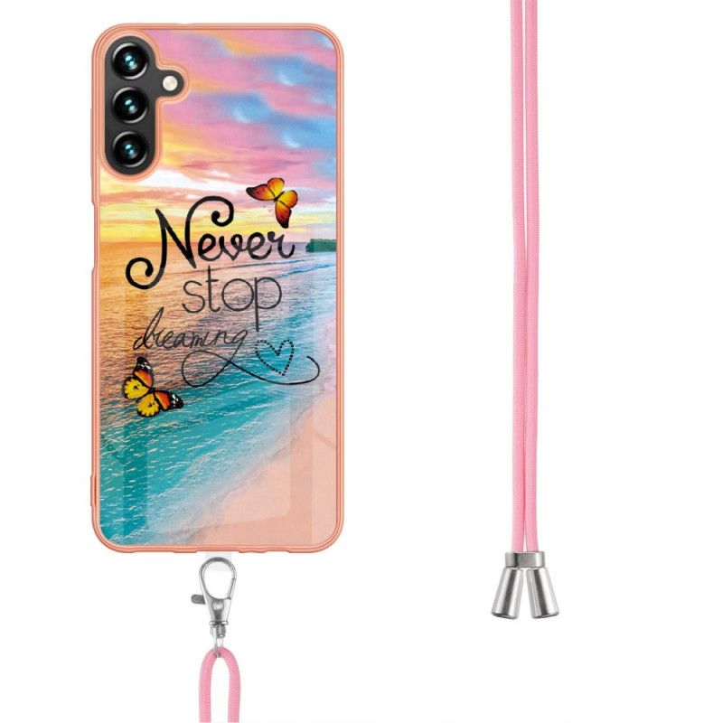 Case Hoesje Samsung Galaxy A13 5g Telefoonhoesje Glitterkoord Stop Nooit Met Dromen