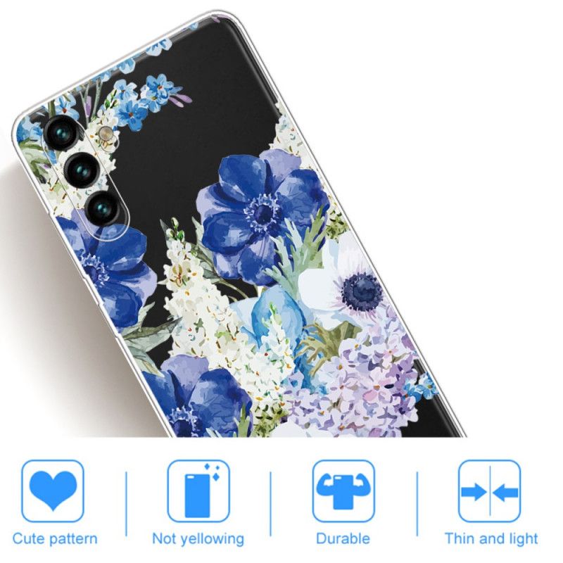 Cover Hoesje Samsung Galaxy A13 5g Telefoonhoesje Blauwe Bloemen Aquarel