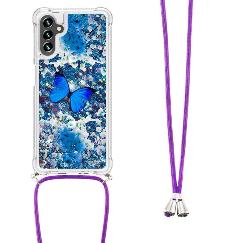 Cover Hoesje Samsung Galaxy A13 5g Telefoonhoesje Vlinder Pailletten Trekkoord