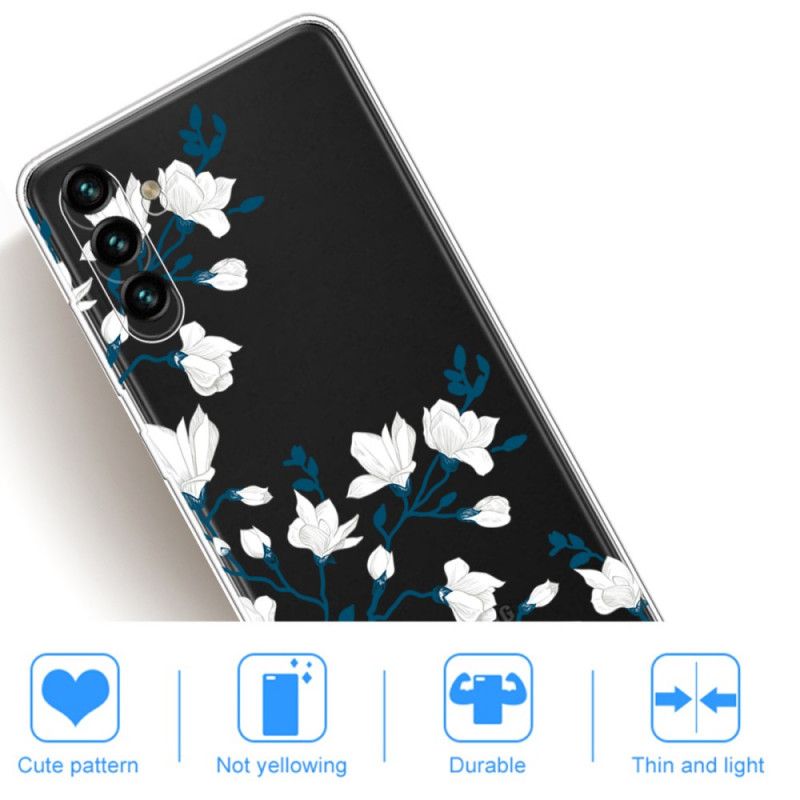 Cover Hoesje Samsung Galaxy A13 5g Telefoonhoesje Witte Bloemen