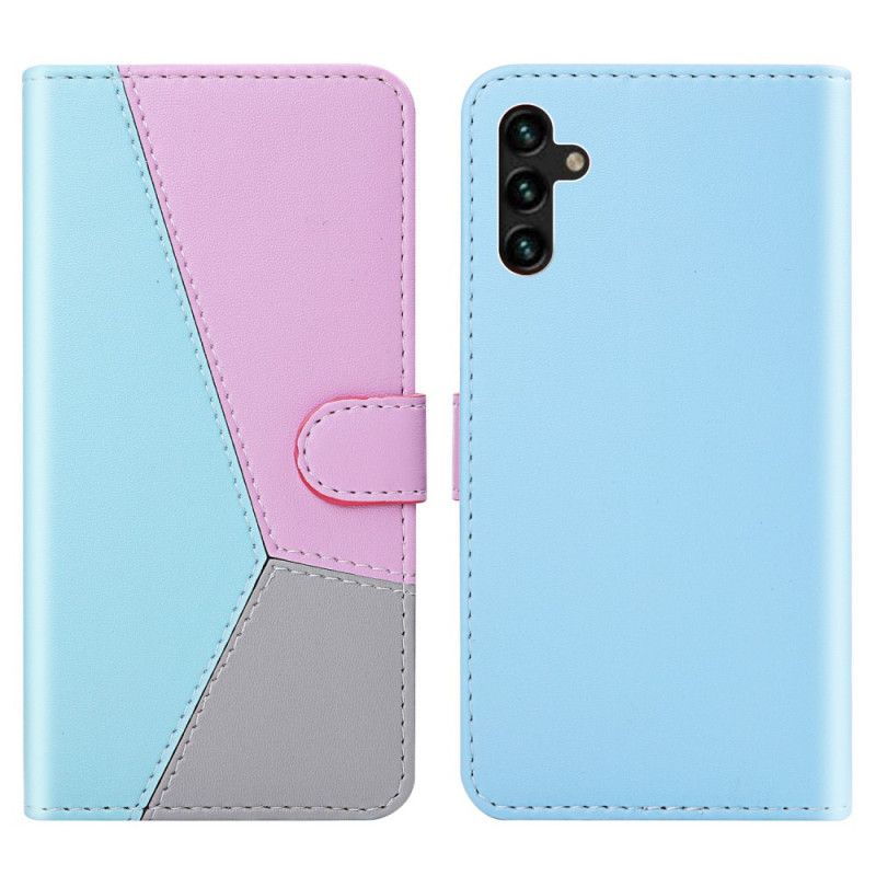 Flip Case Leren Samsung Galaxy A13 5g Driekleurig Leereffect