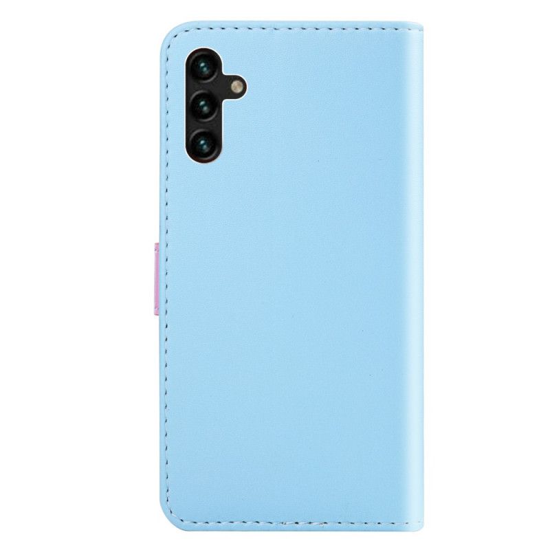 Flip Case Leren Samsung Galaxy A13 5g Driekleurig Leereffect