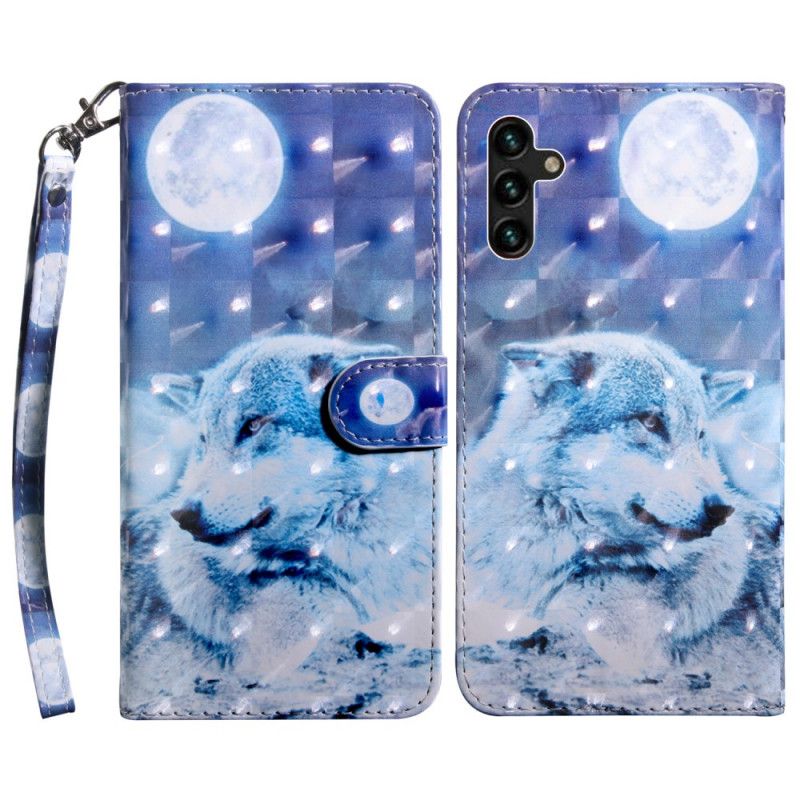 Flip Case Leren Samsung Galaxy A13 5g Maanlicht Wolf