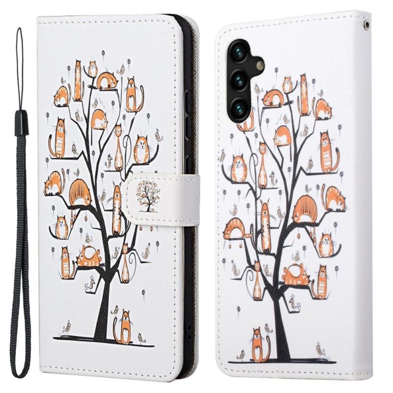 Folio-hoesje Samsung Galaxy A13 5g Telefoonhoesje Funky Cats Strappy