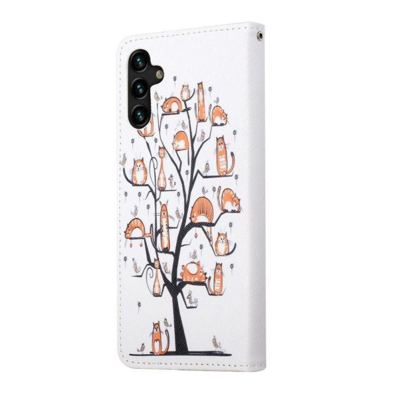 Folio-hoesje Samsung Galaxy A13 5g Telefoonhoesje Funky Cats Strappy