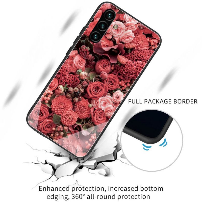 Hoesje Samsung Galaxy A13 5g Gehard Glas Roze Bloemen