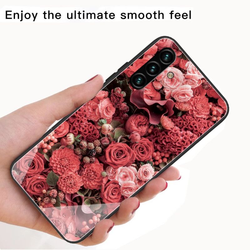 Hoesje Samsung Galaxy A13 5g Gehard Glas Roze Bloemen