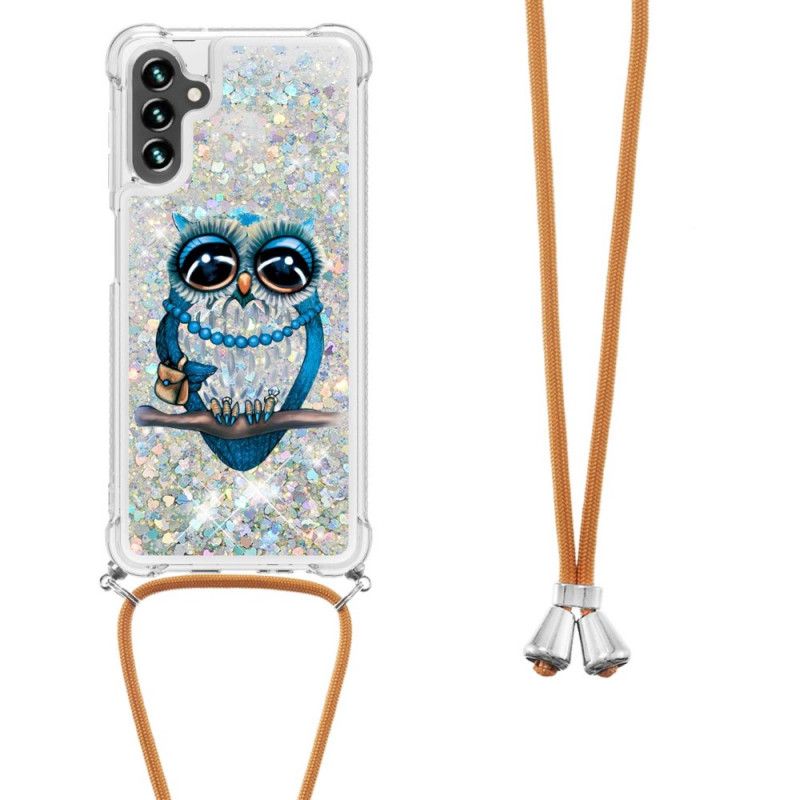 Hoesje Samsung Galaxy A13 5g Miss Owl Glitter Trekkoord Bescherming Hoesje