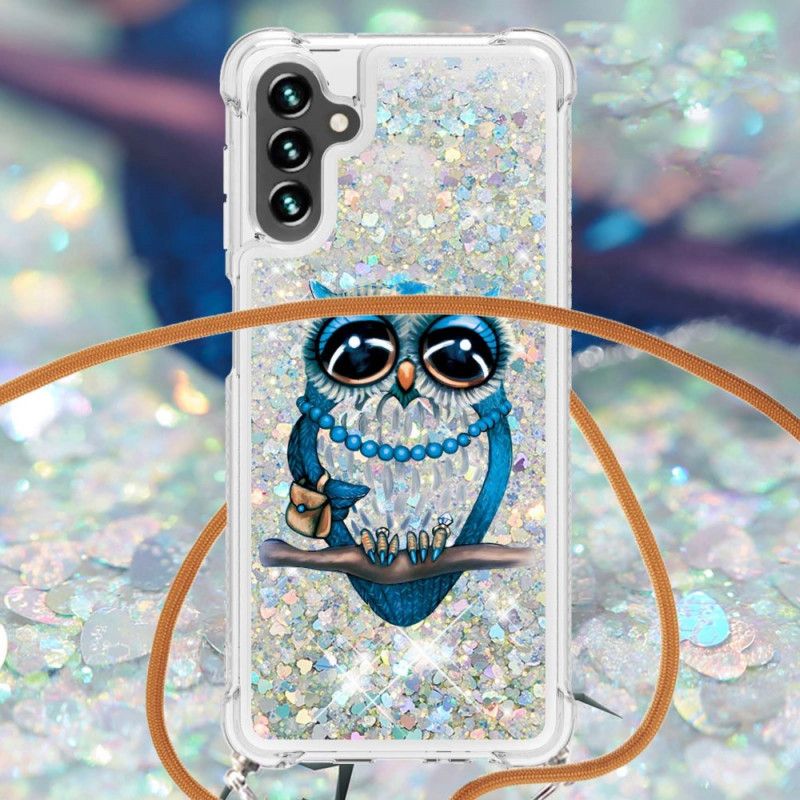 Hoesje Samsung Galaxy A13 5g Miss Owl Glitter Trekkoord Bescherming Hoesje