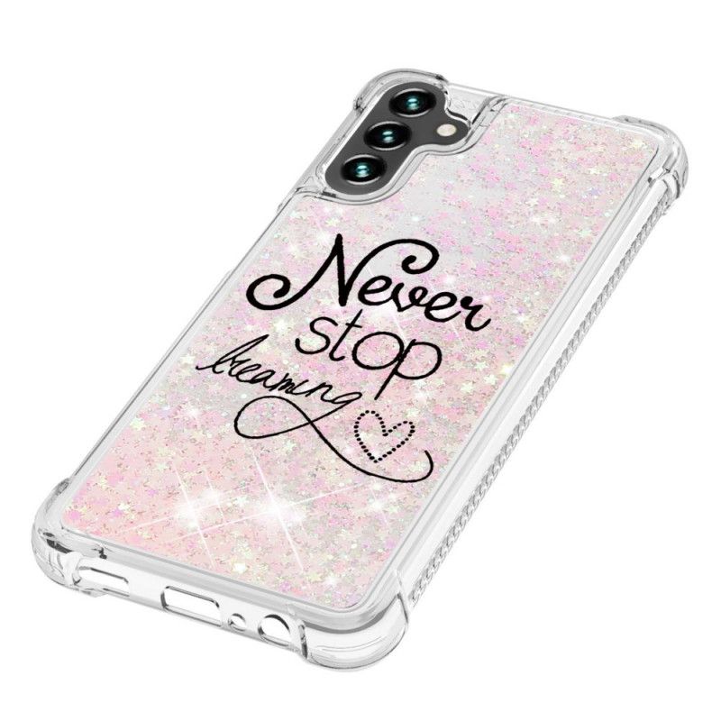 Hoesje Samsung Galaxy A13 5g Stop Nooit Met Dromen Glitter