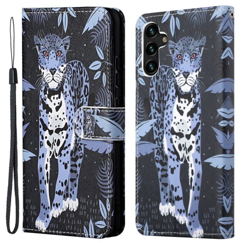 Leren Hoesje Samsung Galaxy A13 5g Leopard Strappy Bescherming Hoesje