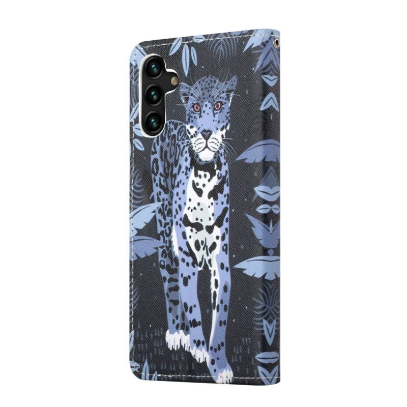 Leren Hoesje Samsung Galaxy A13 5g Leopard Strappy Bescherming Hoesje