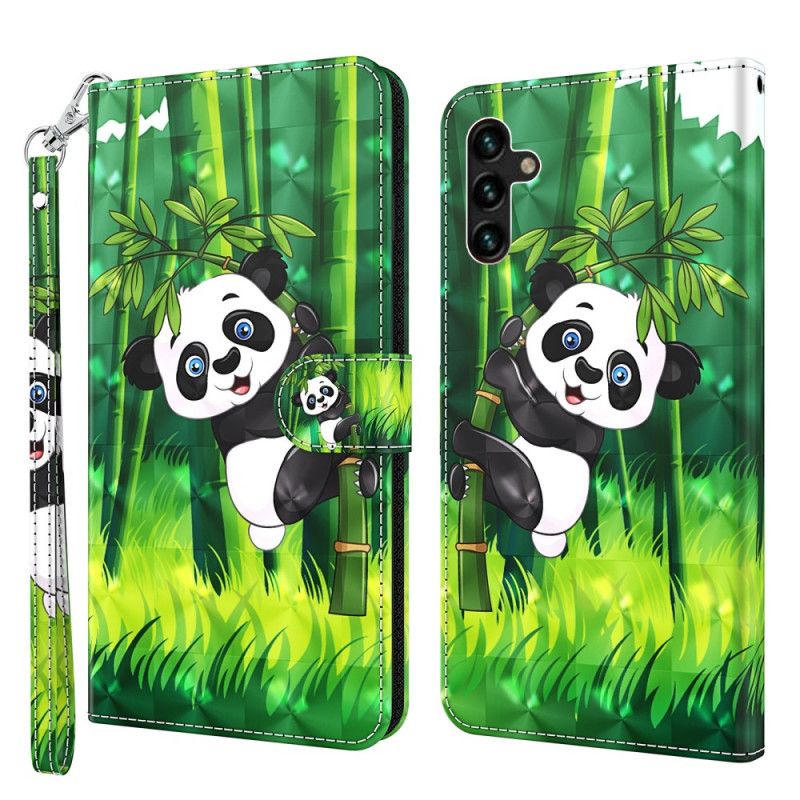 Leren Hoesje Samsung Galaxy A13 5g Panda En Bamboe